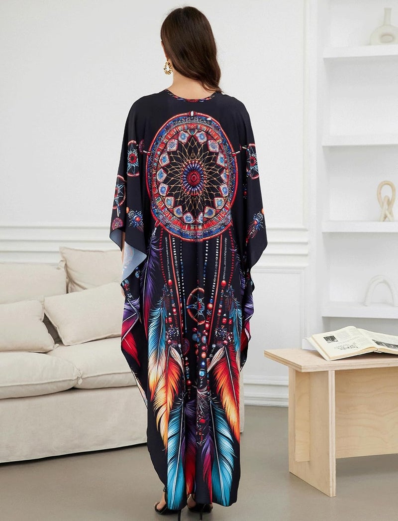 KECVOT Kaftan Dresses for Women Plus Size Batwing Sleeve Caftans Long Bathing Suit Cover Up Maxi Beach Dress Loungewear - Image 3